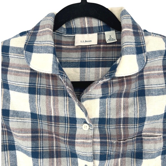 L.L.Bean Womens Flannel Pajama Set Blue Plaid 100% Cotton Small GUC - Picture 5 of 14